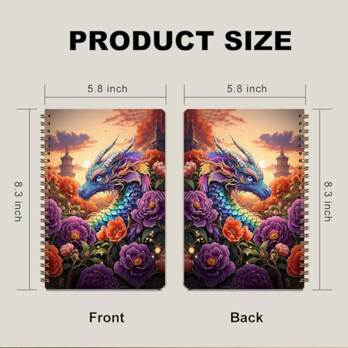 2 Pcs Fantasy Dragons A5 Spiral Notebook, 160 Pages Dragon Journal Notebook - color: Multicolour 0009