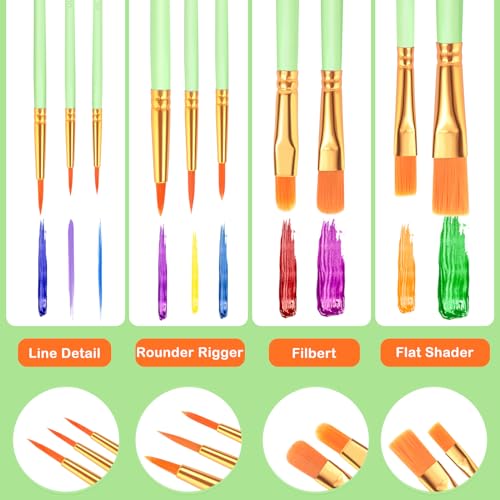 ESRICH 20PCS Paint Brushes, Paint Brush for Acrylic Painting - color: Green, size: 20