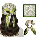 Seawhisper Premium Printed Satin Silk-Like Neck Scarf for Women Square 26" - color: Green2
