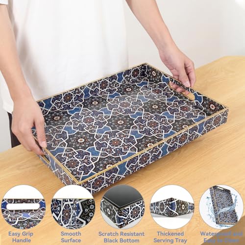 AGIOTA Coffee Table Trays for Living Room Serving Tray with Handles, Modern Large Tray for Ottoman Coffee Table - color: Starfield