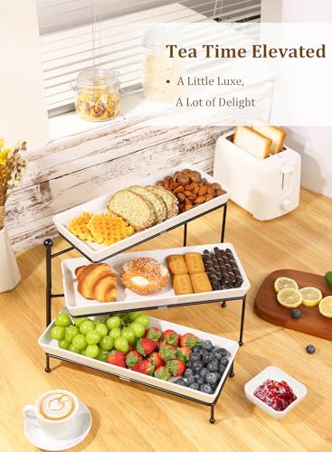 Tiered Serving Tray for Party, 14 Inch Dessert Display Stand, Black - color: Black, size: 13.5 inch