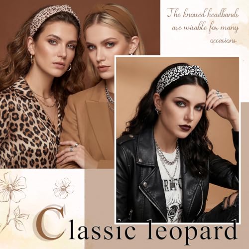 obeoby 8 Pcs Leopard Knotted Headbands for Women, Y2k Hair Accessories - color: Leopard series