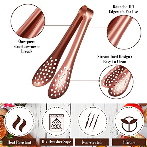 Vesici 12 Pcs Mini Serving Tongs 5 Inch Small Food Tongs, Rose Gold - color: Rose Gold