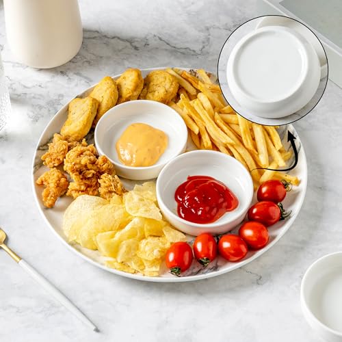 Dipping Bowls Set of 4, 2462°F High-Fired Ceramic Small Bowls for Dips, Olive Oil & Sauce, Elevates Table Setting, Idea for BBQ,Afternoon Tea,Entertaining,Housewarming & Holiday Gifts, White - color: White