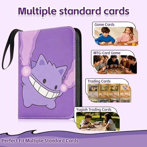 4 Pocket Purple Trading Card Binder, 3-Ring Card Album - color: Purple, size: Small