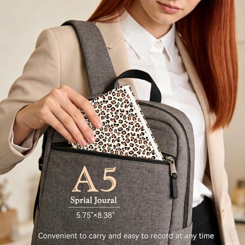 Lined Spiral Journal Notebook for Work A5, 160 Pages, Leopard Pattern - color: Leopard Pattern