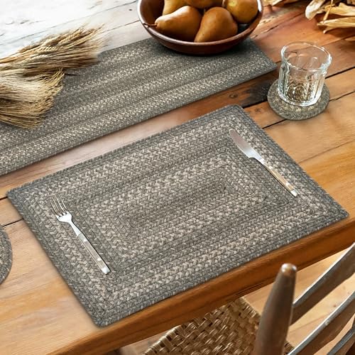 Homespice Grey Cloud Jute Braided Placemats, Rect 13x19 Set of 6 - color: Grey Cloud