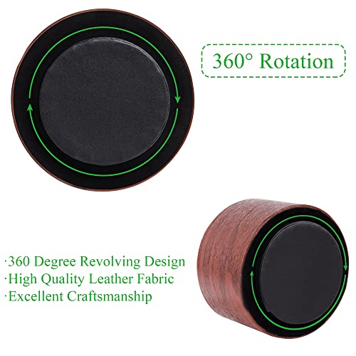 Round Leather Art Supply Organizer,Remote Control Holder,360 Degree Spinning,Multi-Functional Pencil Holder,4 Compartments Desktop Stationary Organizer(1-Light Brown2) - color: 1-Light Brown2