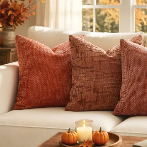 MIULEE Fall Decorative Couch Throw Pillow Covers 18x18 Burnt Orange 2 Pack - color: Burnt Orange, size: 18" x 18" (Pack of 2)