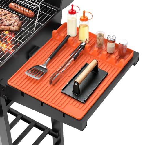 Silicone Grill Mat for Blackstone Griddle Accessories, 8-Slot Tool Mat - color: Orange