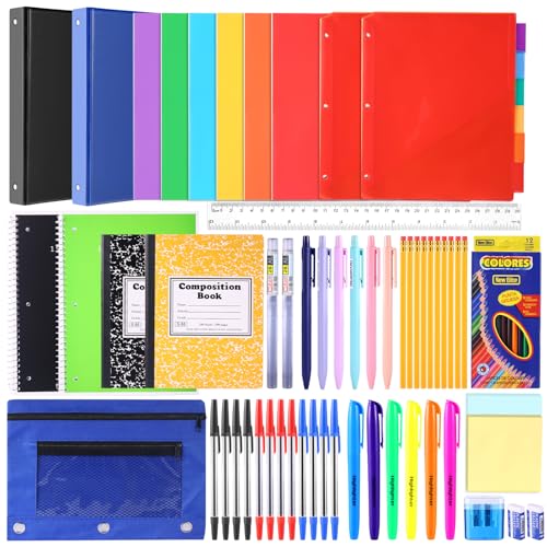 68 Pcs High School and College Back to School Supplies Kit for Student Senior Essential Learning Tools Supply Box