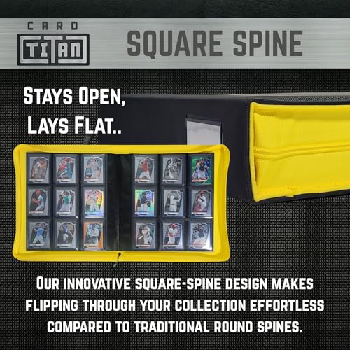 Card Titan Toploader Binder - 9-Pocket Trading Card Binder with Rigid Slipcase - Fits 252 Standard Top Loaders - Heavy-Duty Square Spine Case for Toploaders - Side-Loading Pages - Yellow - color: Yellow - 9 Pocket