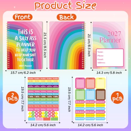 Xqumoi 2027 A5 Planner Rainbow Swear Words Weekly and Monthly Planner Gift - color: Rainbow 2027, size: A5