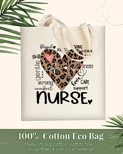 AUSVKAI Canvas Tote Bag Aesthetic Cute For Women College Grocery Bag Cotton Cloth Beach Totes Gift - color: Nurse Heart