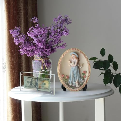 Dollar Bill Frame Display Acrylic Dollar Bill Holder 3.9X7.8Inch Thickened Frame for Dollar Bill Display Case Magnet Currency Display Frame Self Standing for Money Ticket Picture Photos Display Case