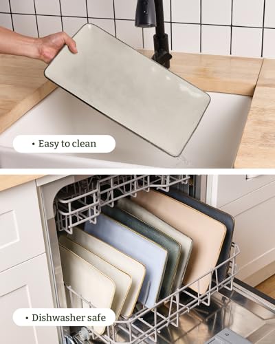 Famiware Serving Platters Set of 3 Sizes - Rectangular, Light Khaki - color: Light Khaki