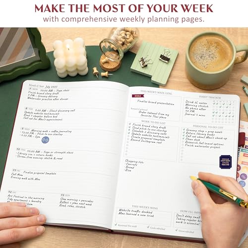 Legend Planner Undated, Weekly & Daily Goal Journal, A4 Wine Red Gold - color: Wine Red Gold (Undated), size: A4 (8.2'' x 11'')