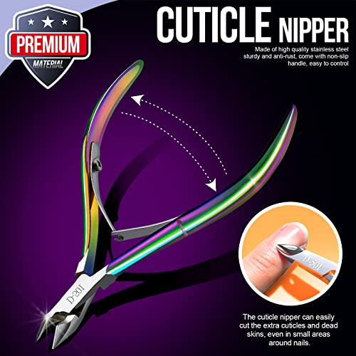 FANDAMEI Cuticle Trimmer, Cuticle Kit, Cuticle Pusher, Cuticle Nippers - color: Colorful