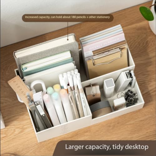 Jekelife Desktop Storage Organizer,3 Compartment Multi-Grid Desk Container,Open Wide Opening Hard Thickened Pen Holder for Office Stationery,Home Small Item, School Supplies Organization White - color: White, size: A