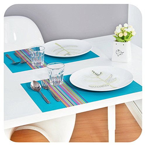SHACOS Colorful Placemats Set of 8 Woven Vinyl Place Mats for Dining Table Coffee Table Heat Resistant Reversible Table Mat Wipe Clean (8, Multicolor) - color: Multicolor, size: Set of 8