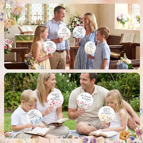 R HORSE 50Pcs Spanish Christian Fans Bulk Wildflower Folding Handheld Fan - color: Spanish Wildflower