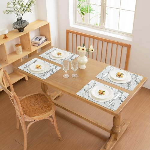 FROMHEART Faux Leather PU Placemats Set of 6 (Marble,11.8" x 17") - color: Marble, size: Set of 6