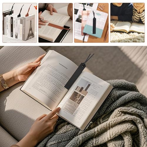 4 Pcs Leather Bookmark, Classic Stitched Bookmarks for Men - size: 4 Pcs