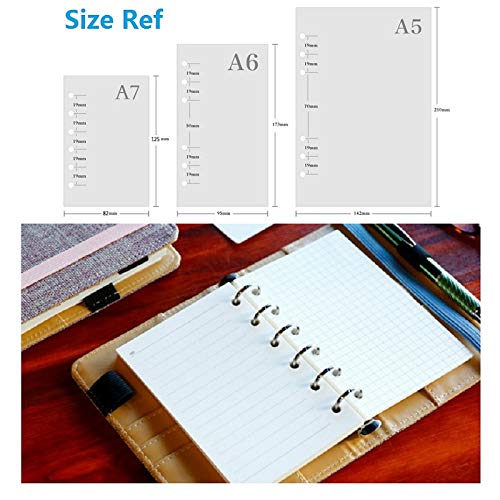 6 Holes Binder Planner Refill with 4 Basic Designs, A7 Notebook Refill, 100gsm, Dot, Grid, Line, Blank Paper,4.84 x 3.23'', 80 sheets/160 Pages, Harphia - color: 80 Sheet, size: A7