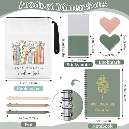 9 Pcs Book Lovers Gift for Women Bookworm Work School Office Gifts,Green - color: Green