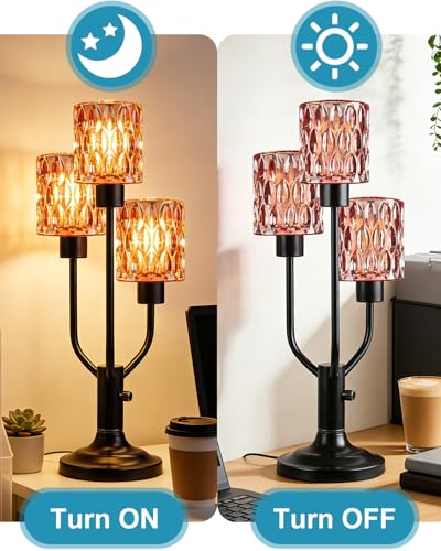 Lightdot Mid Century Modern Table Lamp Red Glass Dimmable 3 Bulbs Included - color: 14-Black-Pink-Cylinder