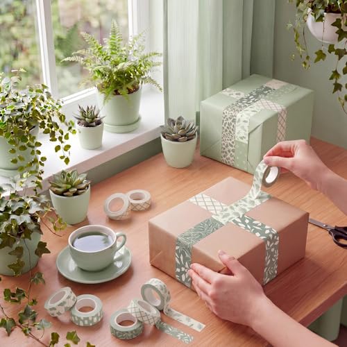 Gueevin 24 Rolls Floral Washi Tapes Set Scrapbook Supplies, Greenery - style: Greenery