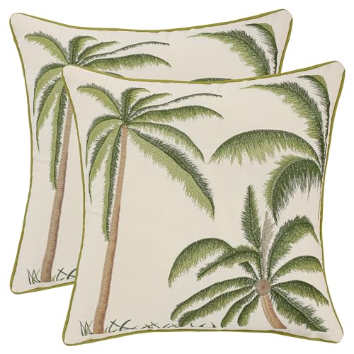 Green Palm Tree Throw Pillow Covers 18x18 Inch Set of 2 - color: A-green Palm Tree