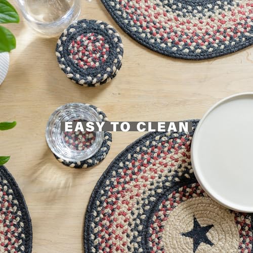 Homespice Gloucester Jute Braided Placemats, Oval 13x19 Set of 4 - color: Primitive Star Gloucester