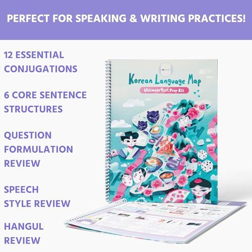 Korean Language Learning Notebook by COREALL - Korean Language Map: Ultimate Test Prep Kit (Prints ONLY)