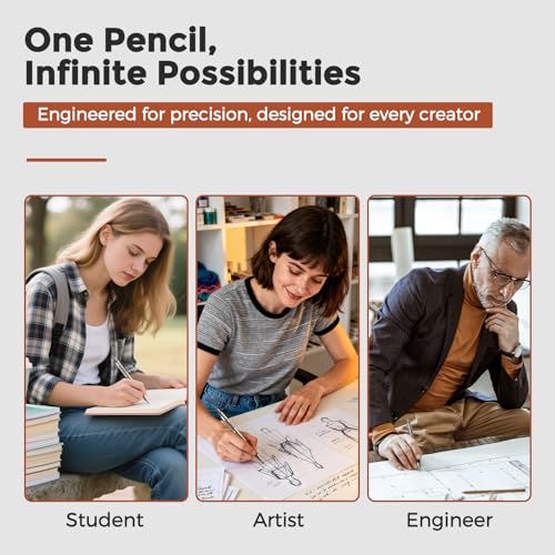 Nicpro Art Mechanical Pencil Set in Storage Case, Metal Drawing Pencil 6PCS - style: 6 Pack (0.5mm+0.7mm+0.9mm+2.0mm)