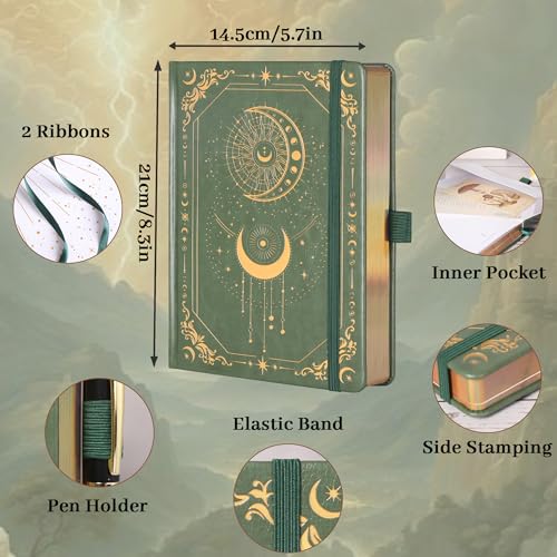TIEFOSSI Dot Journal Notebook for Women Men, 160GSM Notebook - color: Green, size: Dot