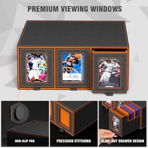 3-Drawer Trading Card Storage Box Holds 2500+ Cards(Orange) - color: Orange