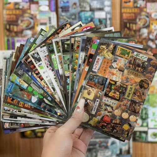Japanese Stickers Book for Journaling,Retro Japanese Stickers for Planner - color: Frost