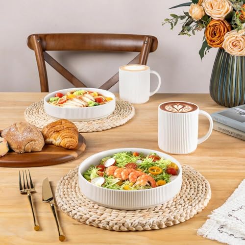 theterra Ceramic Coffee Mugs Set of 4, 14.2 oz Coffee Cups with Handle - color: Bright White, size: 14 OZ (Set of 4)