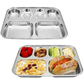 Korean Stainless Steel Divided Plates for Kids & Adults, Non-Toxic, 2-Pack - size: 6 Compartments (12x9.5Inch)