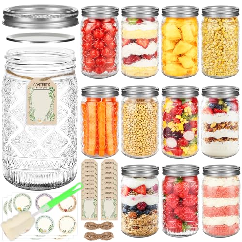 STARSIDE Wide Mouth Mason Jars 32oz, 12-Pack with Airtight Lids and Bands - color: Clear02-32oz