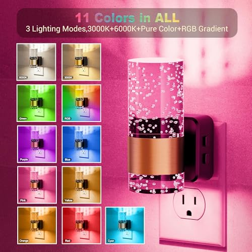 JandCase Night Lights Plug into Wall, 2 Pack Color Changing Night Light - color: Gold-RGB-Remote Control, size: 2 Pack