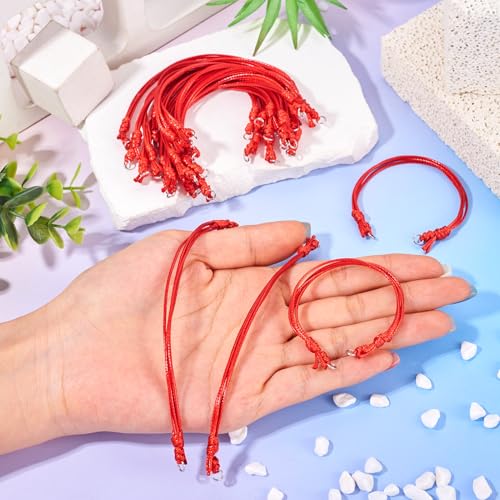 20Pcs Adjustable Braided Cord Bracelets for Women, Waxed Polyester Cord Bracelet Making Set Friendship String Bracelets for Jewelry Making DIY Supplies (Dark Red) - color: Dark Red, size: 235mm