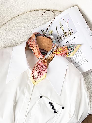 100% Mulberry Silk Scarf - 21" Square Lightweight Neckerchief, Gift Packed - color: Yellow