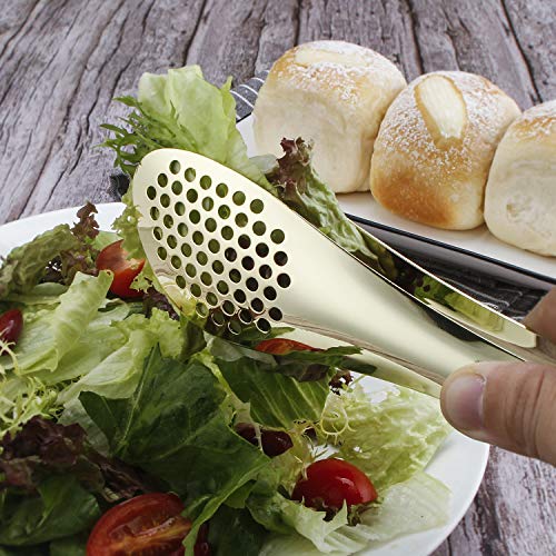MSY BIGSUNNY 2 Pack Buffet Tongs, Gold-plated Stainless Steel Food Tongs Serving Tong - color: gold - 9" Serving Tongs