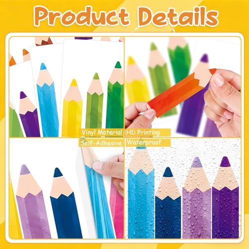 Back to School Pencils Wall Stickers, 8 Sheets 24 Pcs - color: Pencils