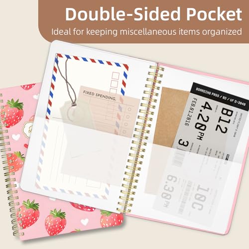 Undated Daily Planner - Spiral Notebook 80 Days One Day Per Page, Hourly Schedule, To-Do List, Notes, Everyday Planning Task, A5 Hardcover Journal Organizer Book Women Cute, Strawberry - color: Strawberry