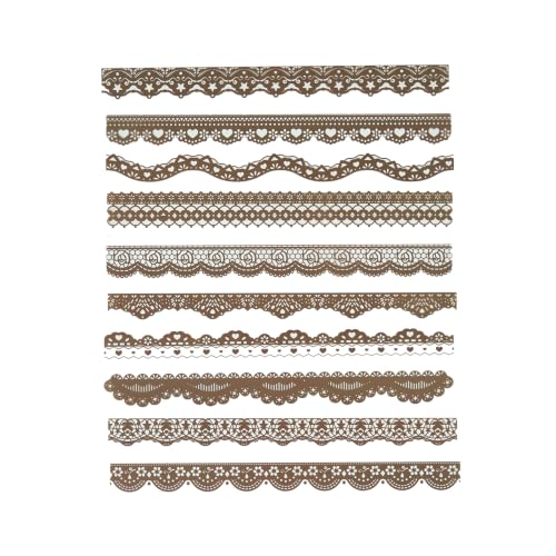 200 Pcs Vintage Brown & White Lace Border Stickers for Scrapbook - style: Brown&White