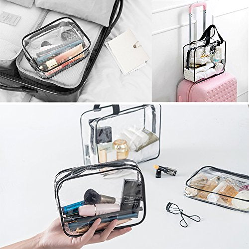 APREUTY 6 Packs Clear Makeup Bags, TSA Approved Toiletry Bags Set, Black - color: Black-6PCS (Large+Medium+Small)