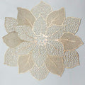 Gold Round Placemats for Dining Table Set of 6 Pressed Vinyl Metallic - color: A5/Hibiscus/Gold